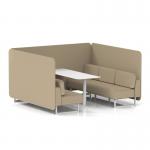 Brixworth 6 Seater Bench Booth With White Legs And White Table With White Leg In Main Line Flax Fabric - Upminster Panels And Sofa SF004700