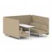 Brixworth 6 Seater Bench Booth With White Legs And White Table With White Leg In Main Line Flax Fabric - Upminster Panels And Sofa SF004700