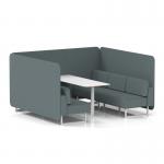 Brixworth 6 Seater Bench Booth With White Legs And White Table With White Leg In Main Line Flax Fabric - Westminster Panels And Sofa SF004701