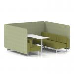 Brixworth 6 Seater Bench Booth With White Legs And White Table With White Leg In Rivet Fabric - Burnish Panels And Olive Sofa SF004714
