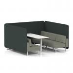 Brixworth 6 Seater Bench Booth With White Legs And White Table With White Leg In Rivet Fabric - Charcoal Panels And Vitreous Sofa SF004715