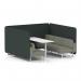 Brixworth 6 Seater Bench Booth With White Legs And White Table With White Leg In Rivet Fabric - Charcoal Panels And Vitreous Sofa SF004715