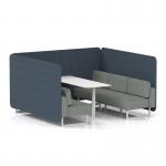 Brixworth 6 Seater Bench Booth With White Legs And White Table With White Leg In Rivet Fabric - Crucible Panels And Prime Sofa SF004716