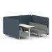 Brixworth 6 Seater Bench Booth With White Legs And White Table With White Leg In Rivet Fabric - Crucible Panels And Prime Sofa SF004716