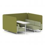 Brixworth 6 Seater Bench Booth With White Legs And White Table With White Leg In Rivet Fabric - Olive Panels And Burnish Sofa SF004717