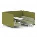 Brixworth 6 Seater Bench Booth With White Legs And White Table With White Leg In Rivet Fabric - Olive Panels And Burnish Sofa SF004717
