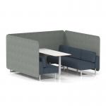 Brixworth 6 Seater Bench Booth With White Legs And White Table With White Leg In Rivet Fabric - Prime Panels And Crucible Sofa SF004718