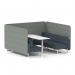 Brixworth 6 Seater Bench Booth With White Legs And White Table With White Leg In Rivet Fabric - Prime Panels And Crucible Sofa SF004718