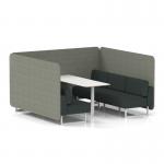 Brixworth 6 Seater Bench Booth With White Legs And White Table With White Leg In Rivet Fabric - Vitreous Panels And Charcoal Sofa SF004719