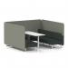 Brixworth 6 Seater Bench Booth With White Legs And White Table With White Leg In Rivet Fabric - Vitreous Panels And Charcoal Sofa SF004719