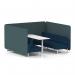 Brixworth 6 Seater Bench Booth With White Legs And White Table With White Leg In X2 Fabric - Polygon Panels And Calculus Sofa SF004724