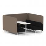 Brixworth 6 Seater Bench Booth With White Legs And White Table With White Leg In X2 Fabric - Theory Panels And Diameter Sofa SF004725