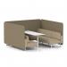 Brixworth 6 Seater Bench Booth With White Legs And White Table With White Leg In Main Line Flax Fabric - Bank Panels And Upminster Sofa SF004726