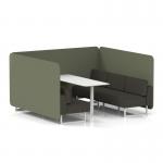 Brixworth 6 Seater Bench Booth With White Legs And White Table With White Leg In Main Line Flax Fabric - Monument Panels And Temple Sofa SF004727