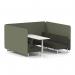 Brixworth 6 Seater Bench Booth With White Legs And White Table With White Leg In Main Line Flax Fabric - Monument Panels And Temple Sofa SF004727