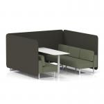 Brixworth 6 Seater Bench Booth With White Legs And White Table With White Leg In Main Line Flax Fabric - Temple Panels And Monument Sofa SF004729