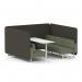 Brixworth 6 Seater Bench Booth With White Legs And White Table With White Leg In Main Line Flax Fabric - Temple Panels And Monument Sofa SF004729
