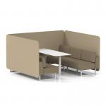 Brixworth 6 Seater Bench Booth With White Legs And White Table With White Leg In Main Line Flax Fabric - Upminster Panels And Bank Sofa SF004730