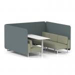 Brixworth 6 Seater Bench Booth With White Legs And White Table With White Leg In Main Line Flax Fabric - Westminster Panels And Newbury Sofa SF004731