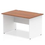 Impulse 1200 x 800mm Straight Office Desk Walnut Top White Panel End Leg TT000001