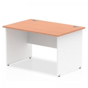 Impulse 1200 x 800mm Straight Office Desk Beech Top White Panel End
