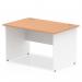 Impulse 1200 x 800mm Straight Office Desk Oak Top White Panel End Leg TT000005