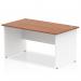 Impulse 1400 x 800mm Straight Office Desk Walnut Top White Panel End Leg TT000007