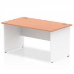 Impulse Panel End 1400 Rectangle Desk Beech Top White Panels