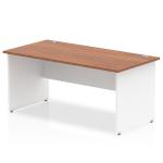 Impulse 1600 x 800mm Straight Office Desk Walnut Top White Panel End Leg TT000013