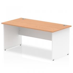 Impulse 1600 x 800mm Straight Office Desk Oak Top White Panel End Leg TT000017