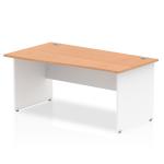 Impulse Panel End 1600 Rectangle Desk Oak Top White Panels TT000017
