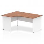 Impulse 1600mm Left Crescent Office Desk Walnut Top White Panel End Leg TT000025