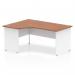 Impulse 1600mm Left Crescent Office Desk Walnut Top White Panel End Leg TT000025