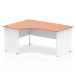 Impulse 1600mm Left Crescent Office Desk Beech Top White Panel End Leg TT000027