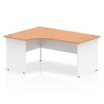Impulse 1600mm Left Crescent Office Desk Oak Top White Panel End Leg TT000029