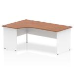 Impulse 1800mm Left Crescent Office Desk Walnut Top White Panel End Leg TT000031