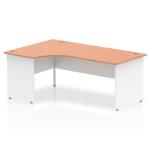 Impulse 1800mm Left Crescent Office Desk Beech Top White Panel End Leg TT000033