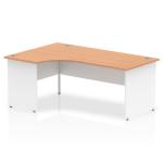 Impulse 1800mm Left Crescent Office Desk Oak Top White Panel End Leg TT000035