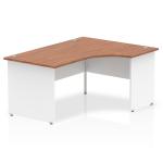 Impulse 1600mm Right Crescent Office Desk Walnut Top White Panel End Leg TT000037