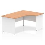 Impulse Panel End 1600 Right Hand Crescent Desk Oak Top White Panels TT000041