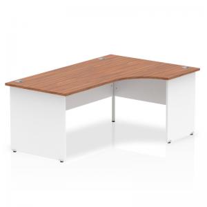 Impulse 1800mm Right Crescent Office Desk Walnut Top White Panel End