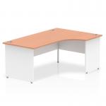 Impulse 1800mm Right Crescent Office Desk Beech Top White Panel End Leg TT000045