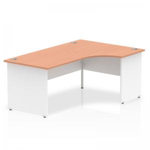 Impulse 1800mm Right Crescent Office Desk Beech Top White Panel End
