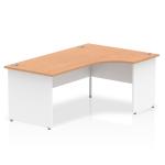 Impulse 1800mm Right Crescent Office Desk Oak Top White Panel End Leg TT000047