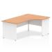 Impulse Panel End 1800 Right Hand Crescent Desk Oak Top White Panels TT000047