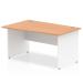 Impulse Panel End 1400 Left Hand Wave Desk Oak Top White Panels TT000053