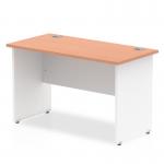 Impulse 800 x 600mm Straight Office Desk Beech Top White Panel End Leg TT000075