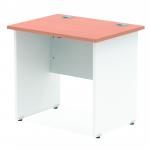 Impulse 800 x 600mm Straight Office Desk Beech Top White Panel End Leg TT000075
