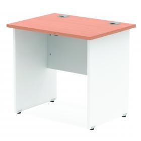 Impulse 800 x 600mm Straight Office Desk Beech Top White Panel End Leg TT000075