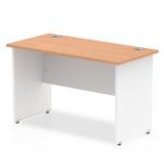 Impulse 800 x 600mm Straight Office Desk Oak Top White Panel End Leg TT000077